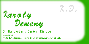 karoly demeny business card